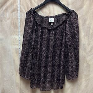 Knox Rose Black Ruffled 3/4 Sleeve Blouse